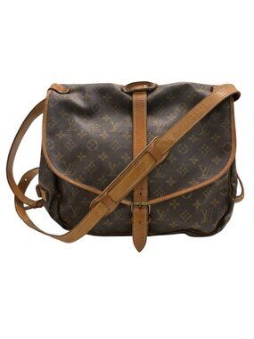 Louis Vuitton Monogram Saumur Brown Gold Leather